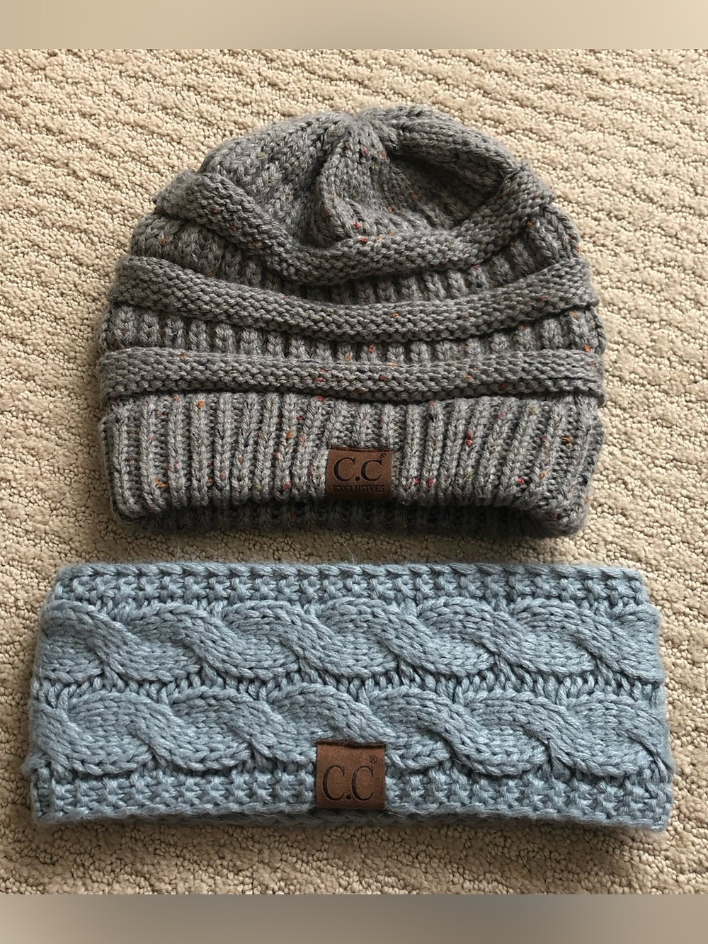 C.C. Ear Warmer Headband and Knit Beanie